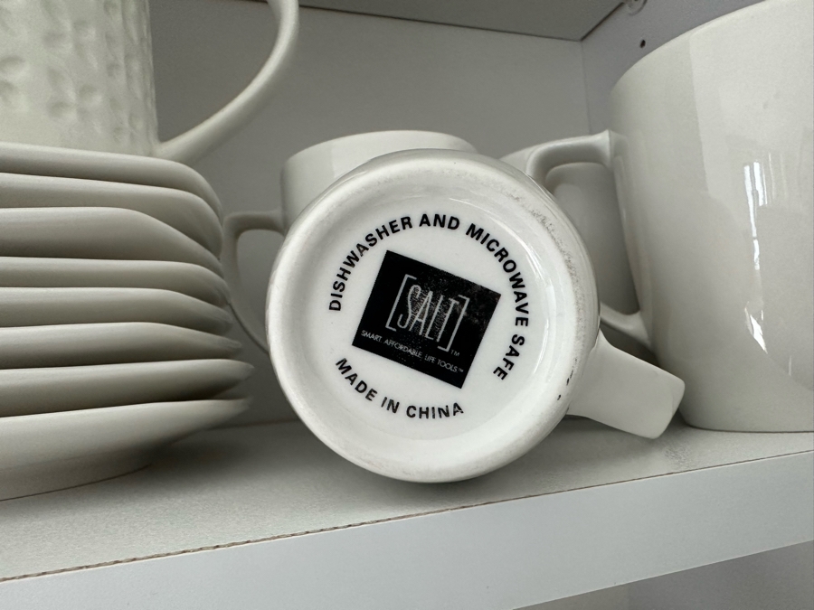 SALT Dishwasher & Microwave Safe White Plates, Bowls & Coffee Cups Plus Tea Pot [Photo 9]
