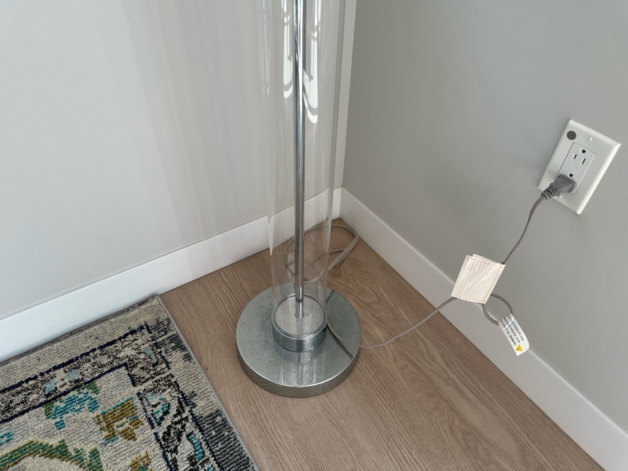 Pair Of Modern Glass & Chrome Floor Lamps 65H [Photo 3]