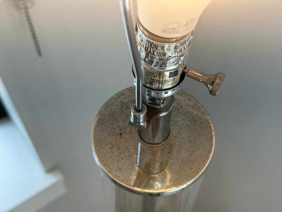 Pair Of Modern Glass & Chrome Floor Lamps 65H [Photo 5]