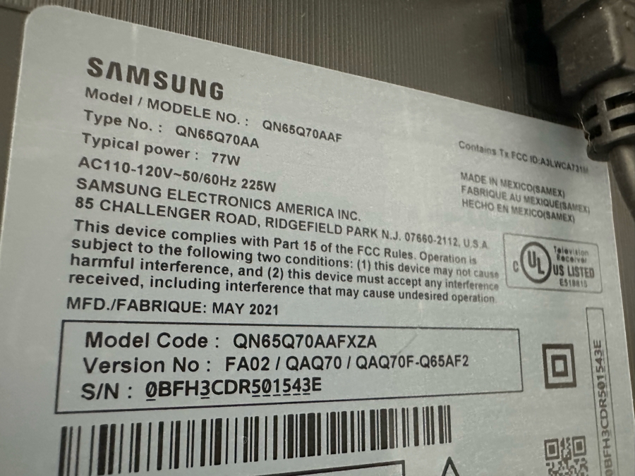 Samsung 65' QLED 4K Smart TV Model QN65Q70AAF [Photo 5]