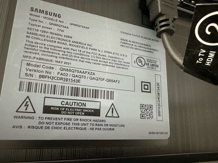 Samsung 65' QLED 4K Smart TV Model QN65Q70AAF [Photo 6]