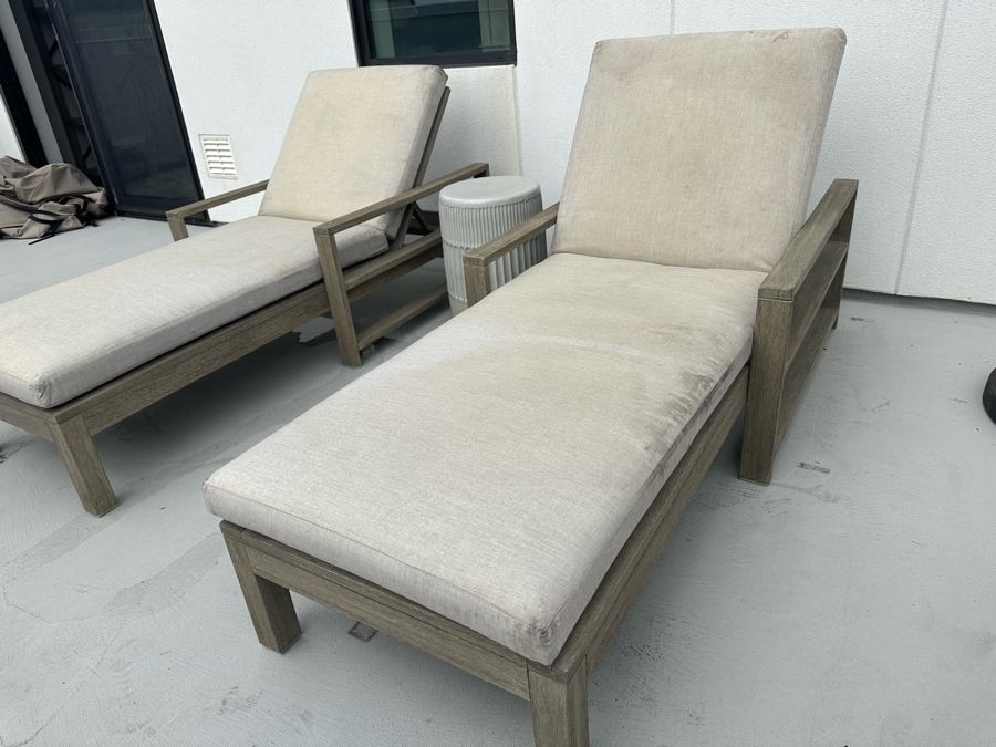 Pair Of Pottery Barn Chaise Lounge Chairs 30W X 60L Retails $1,334 [Photo 4]