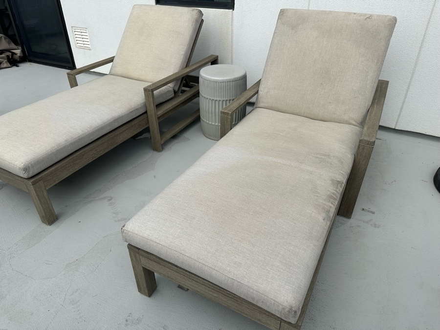 Pair Of Pottery Barn Chaise Lounge Chairs 30W X 60L Retails $1,334 [Photo 3]