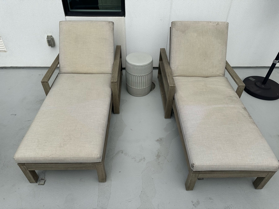 Pair Of Pottery Barn Chaise Lounge Chairs 30W X 60L Retails $1,334 [Photo 2]