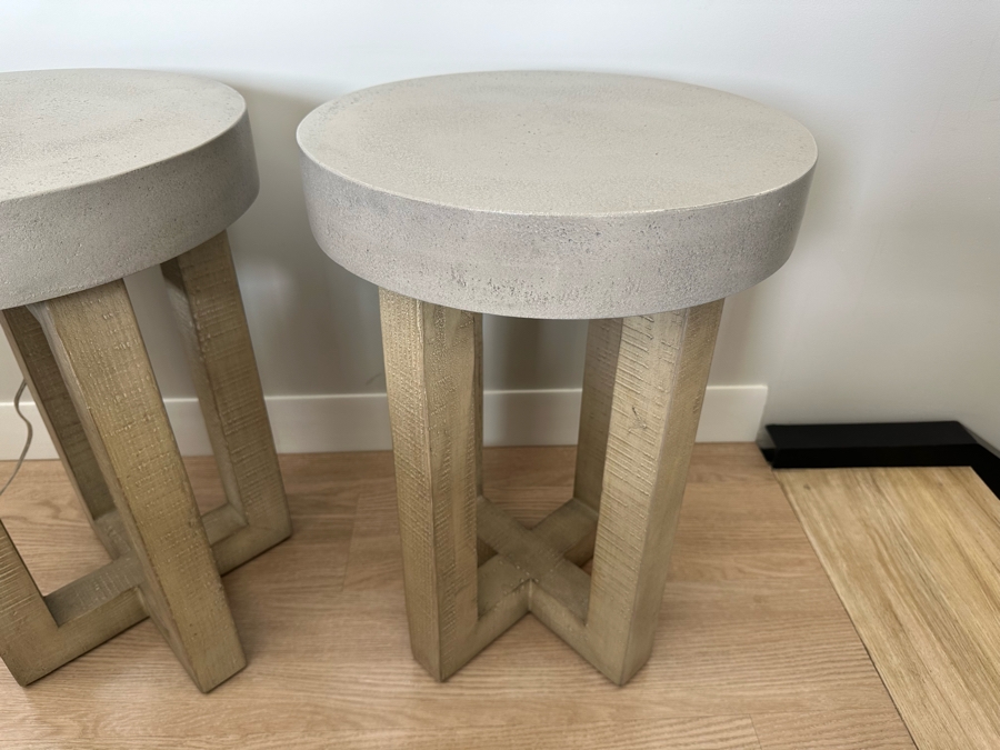 Pair Of Restoration Hardware Heston Round Side Table 16R Retails $1,400 [Photo 4]