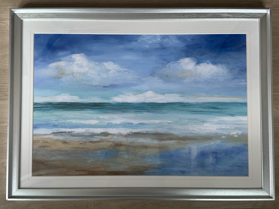 Framed Ocean Beach Scene Print 36 X 26