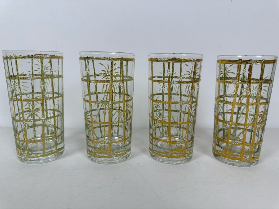 Culver Ltd Retro Bamboo Motif Glassware - 4 Glasses 5.5H [Photo 2]
