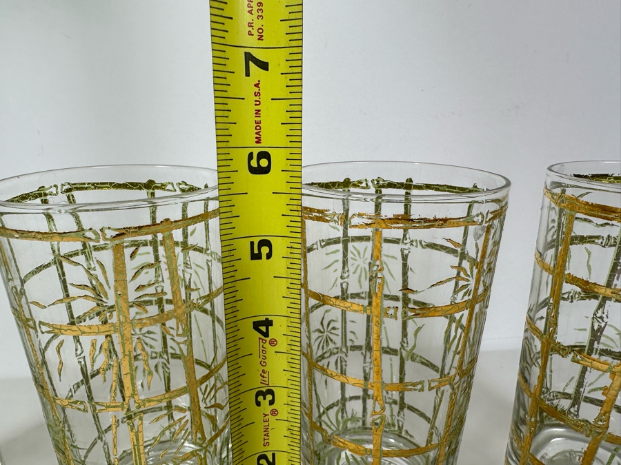 Culver Ltd Retro Bamboo Motif Glassware - 4 Glasses 5.5H [Photo 6]