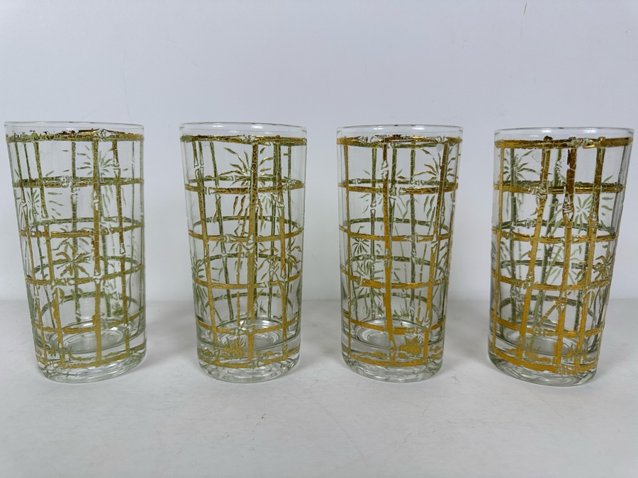 Culver Ltd Retro Bamboo Motif Glassware - 4 Glasses 5.5H [Photo 3]