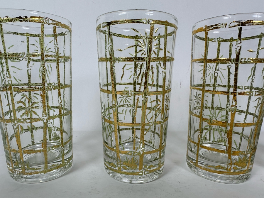 Culver Ltd Retro Bamboo Motif Glassware - 4 Glasses 5.5H [Photo 4]