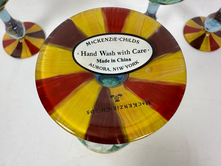 (4) Mackenzie-Childs Hand Painted Stemware Glasses 6.5H [Photo 4]