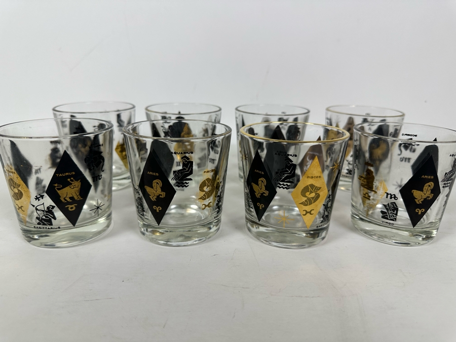 (8) Vintage Mid-Century Modern Zodiac Lowball Glasses 3.25H [Photo 3]