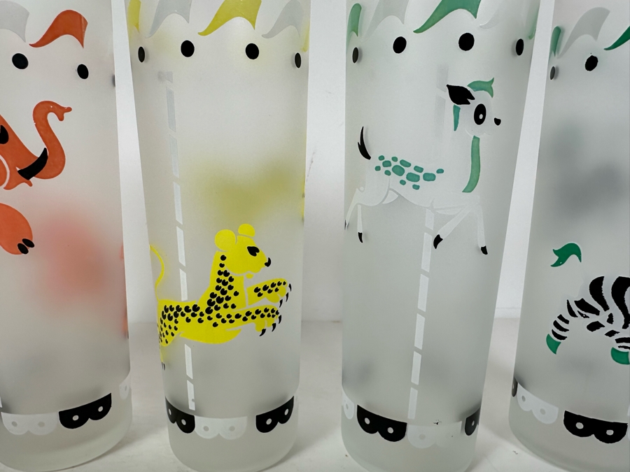 Vintage Libbey Carousel Animal Frosted Glasses 7H [Photo 5]