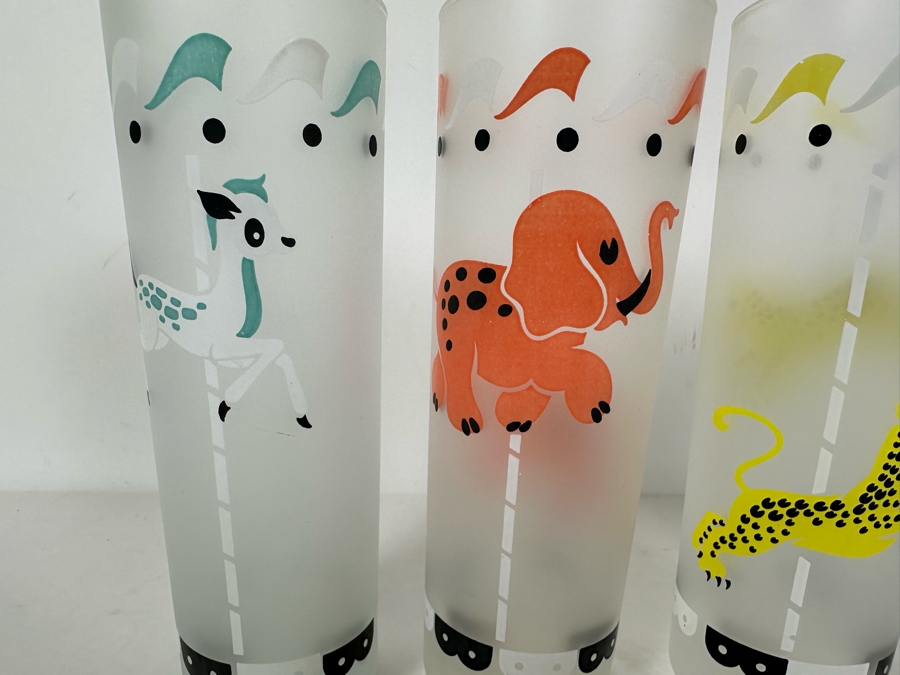 Vintage Libbey Carousel Animal Frosted Glasses 7H [Photo 4]