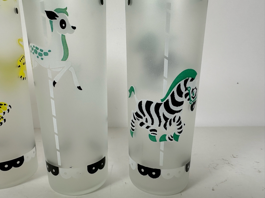 Vintage Libbey Carousel Animal Frosted Glasses 7H [Photo 6]