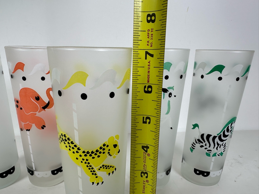 Vintage Libbey Carousel Animal Frosted Glasses 7H [Photo 8]
