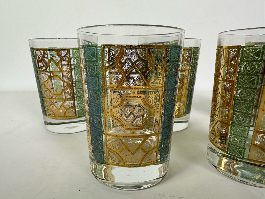 (5) Vintage Green & Gold Glasses 4.5H [Photo 4]