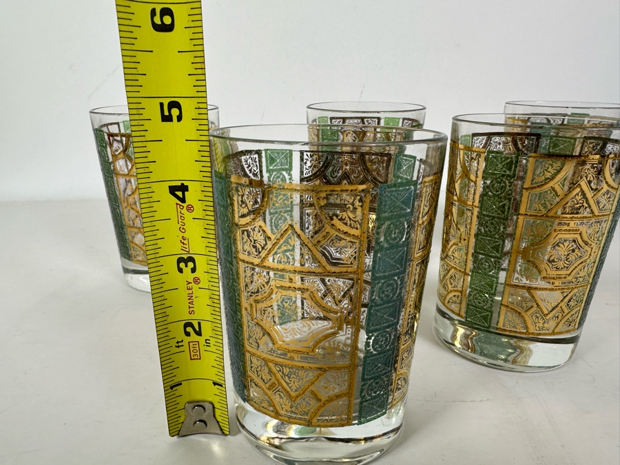 (5) Vintage Green & Gold Glasses 4.5H [Photo 6]