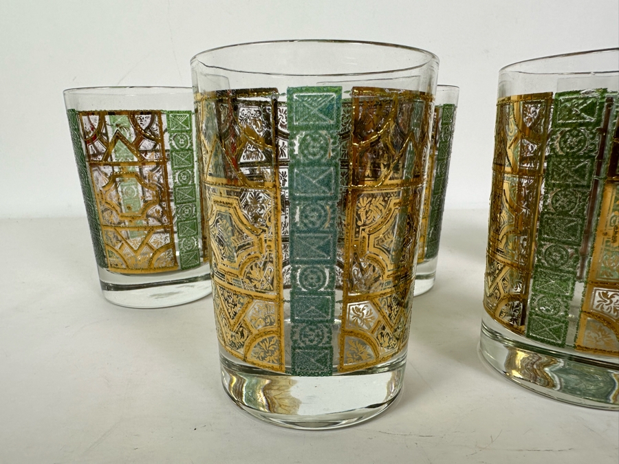 (5) Vintage Green & Gold Glasses 4.5H [Photo 5]