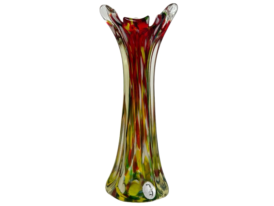 Stunning Mid-Century Modern Venetian Art Glass Vase Italy 12H