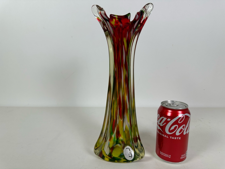 Stunning Mid-Century Modern Venetian Art Glass Vase Italy 12H [Photo 2]
