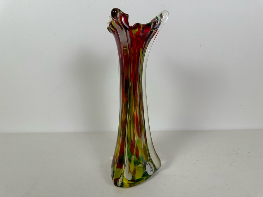 Stunning Mid-Century Modern Venetian Art Glass Vase Italy 12H [Photo 7]