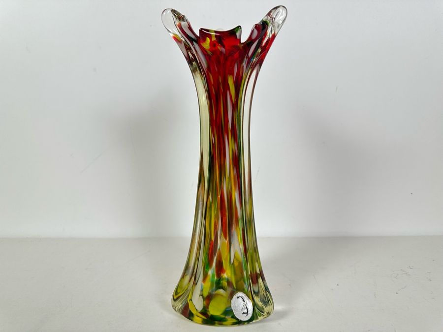 Stunning Mid-Century Modern Venetian Art Glass Vase Italy 12H [Photo 3]