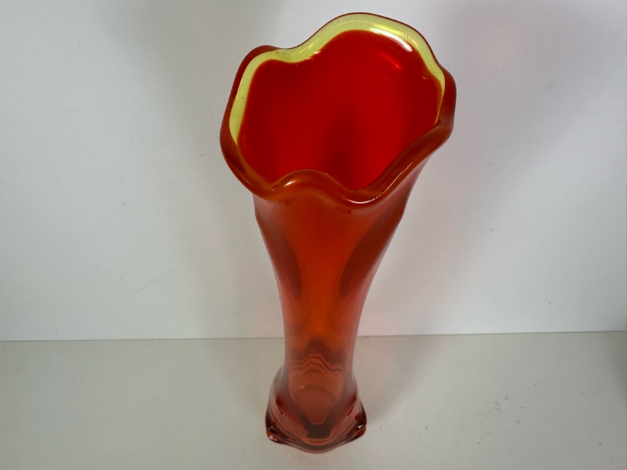Large Vintage MCM Viking Glass TUNDRA Swung Vase 20'H [Photo 6]