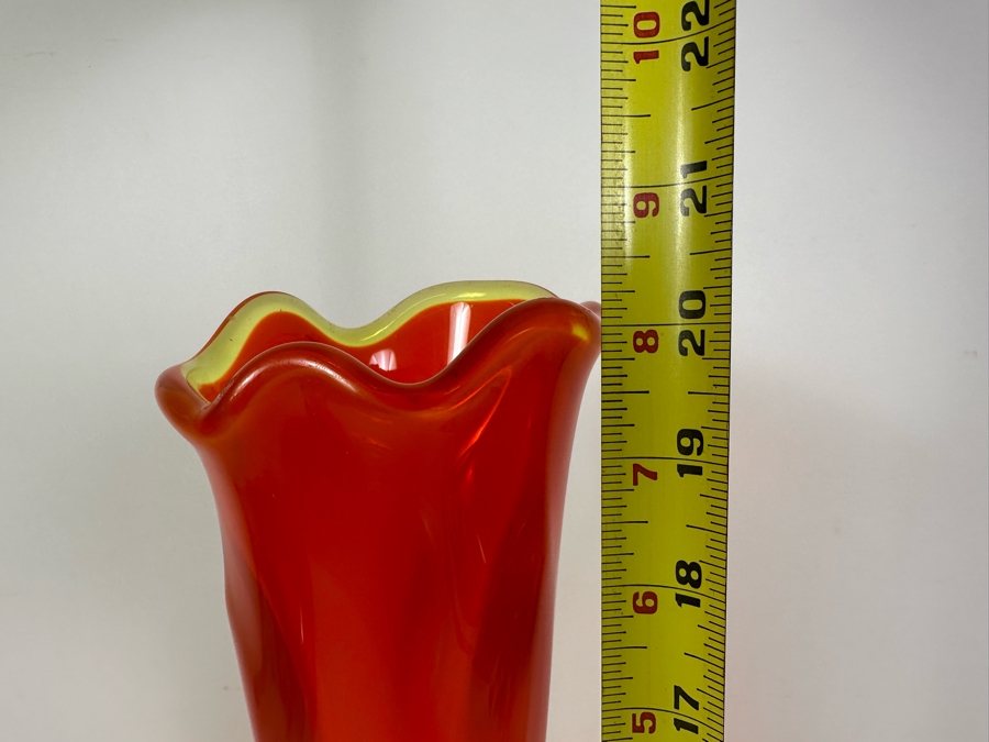 Large Vintage MCM Viking Glass TUNDRA Swung Vase 20'H [Photo 7]