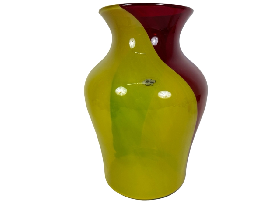 Large Vintage Tri-Color Blenko Glass Floor Vase Mardi Gras #4 15'H [Photo 2]