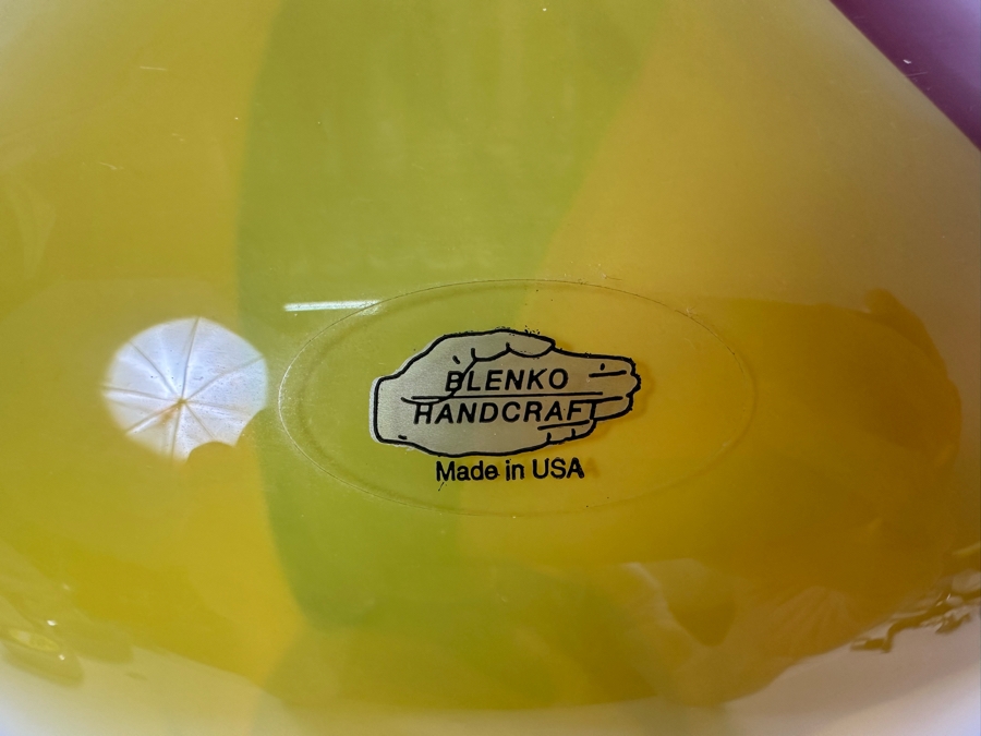 Large Vintage Tri-Color Blenko Glass Floor Vase Mardi Gras #4 15'H [Photo 3]