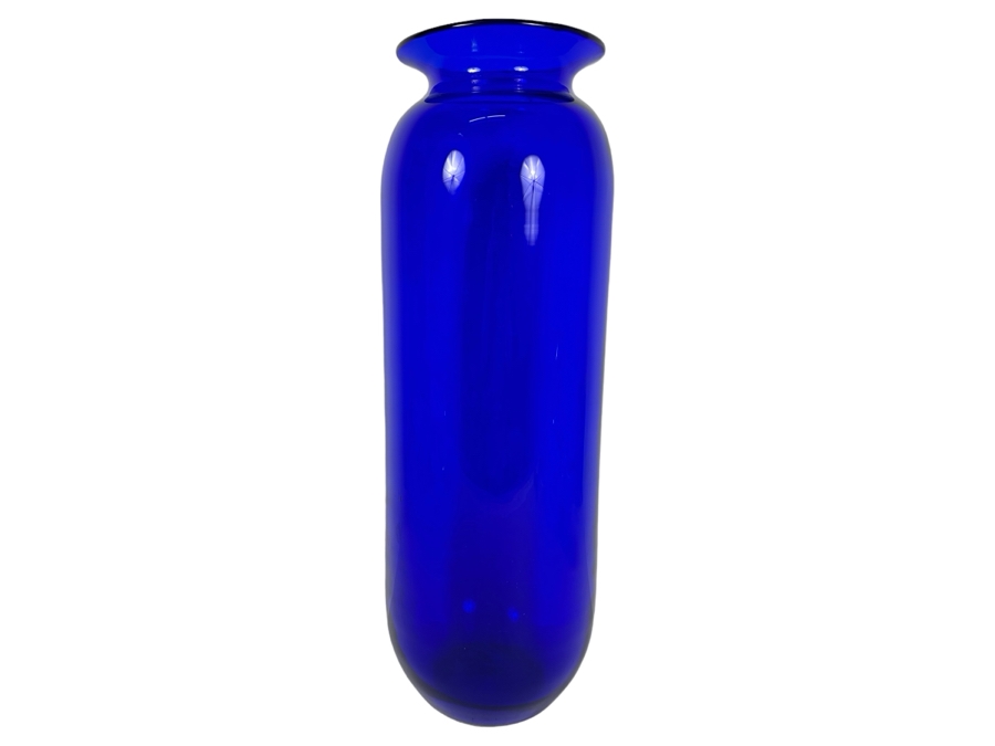 Large Vintage Blenko Handmade Blown Blue Glass Vase 24'H [Photo 2]
