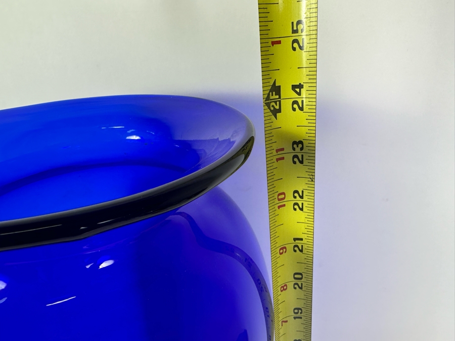 Large Vintage Blenko Handmade Blown Blue Glass Vase 24'H [Photo 5]