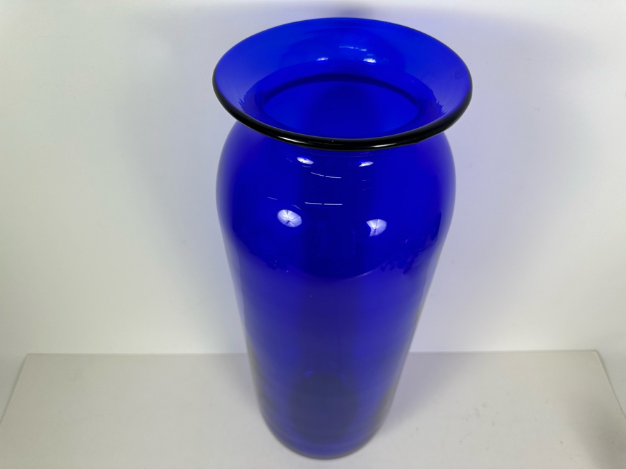 Large Vintage Blenko Handmade Blown Blue Glass Vase 24'H [Photo 6]