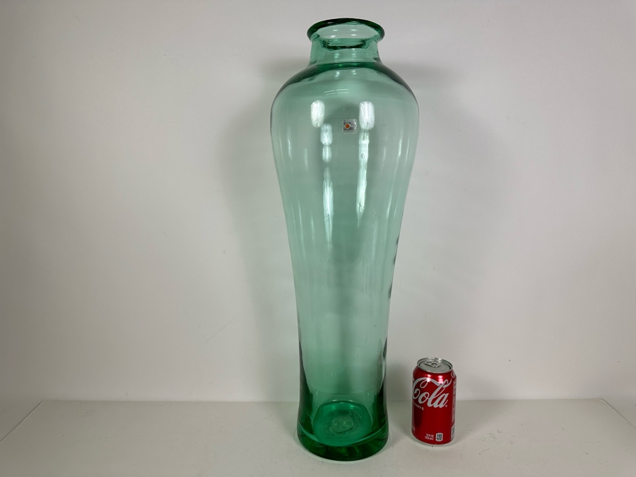 Large Vintage Blenko Handmade Blown Glass Vase 24.5'H	 [Photo 5]