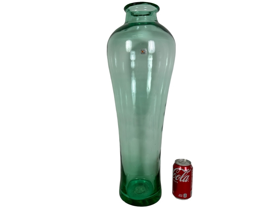 Large Vintage Blenko Handmade Blown Glass Vase 24.5'H	