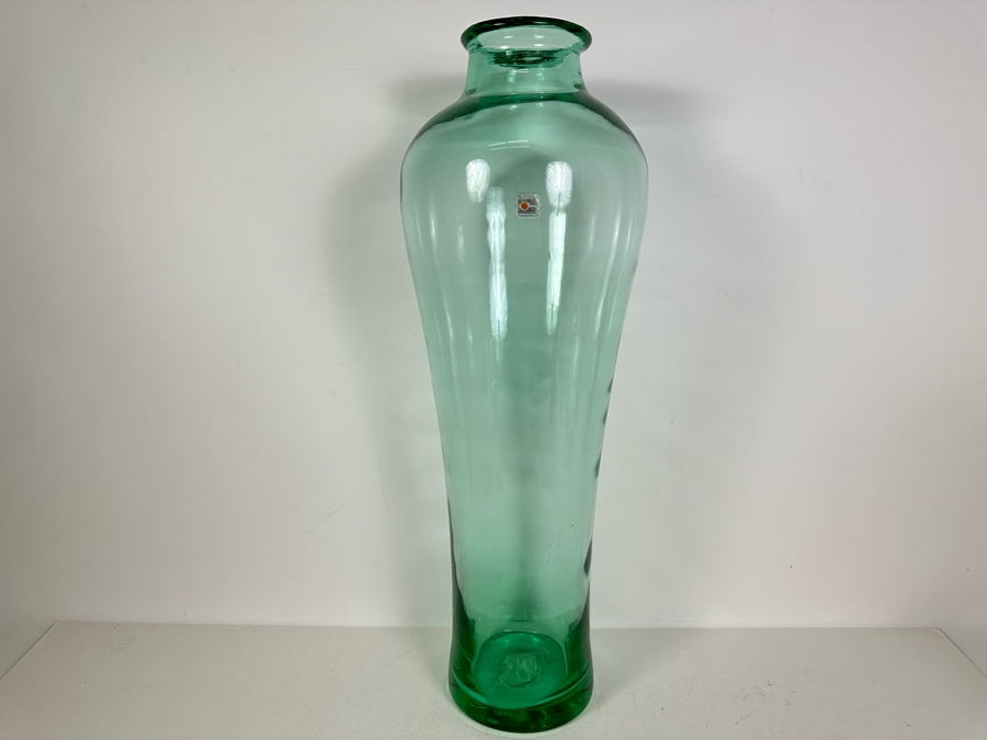 Large Vintage Blenko Handmade Blown Glass Vase 24.5'H	 [Photo 3]