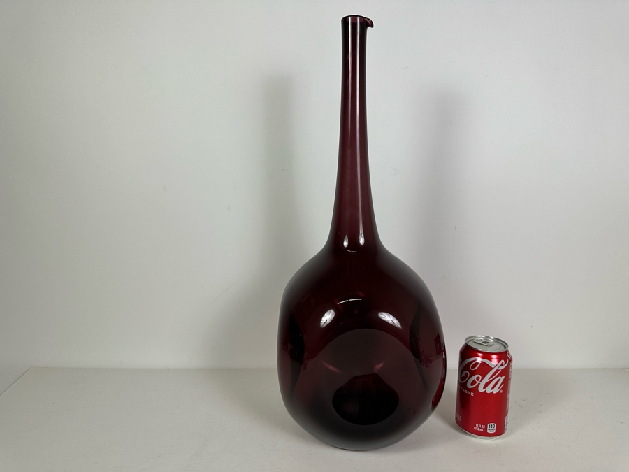 Large Vintage MCM Zeller Purple Amethyst Pinched Dimpled Glass Vase 21'H [Photo 6]