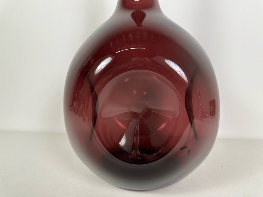 Large Vintage MCM Zeller Purple Amethyst Pinched Dimpled Glass Vase 21'H [Photo 5]