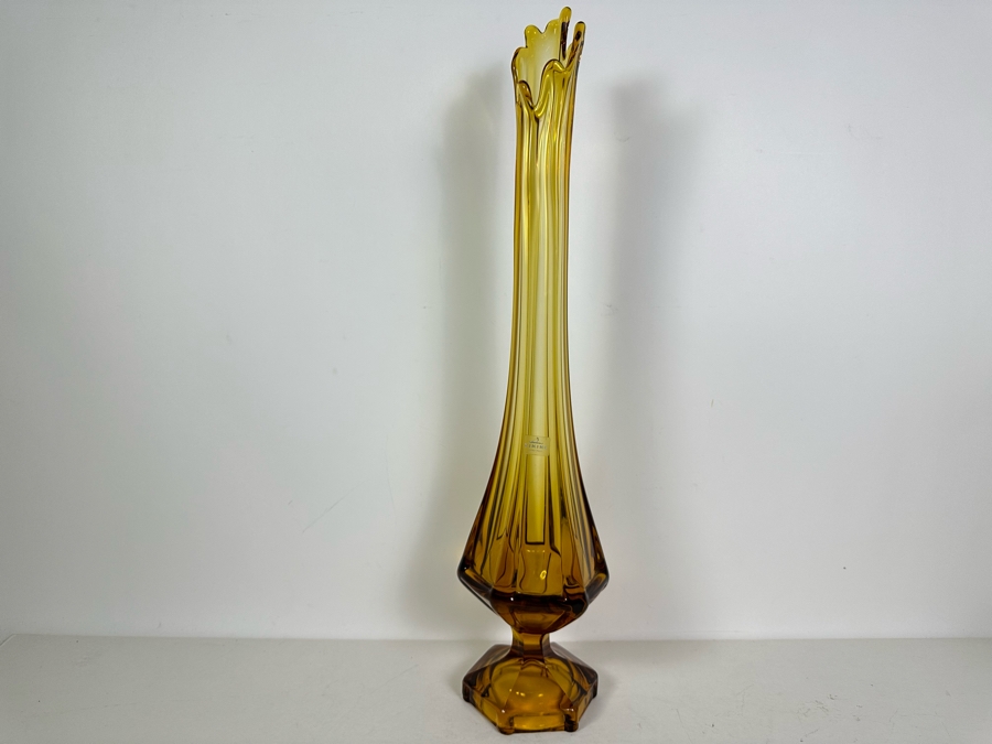Large Vintage Viking Glass Swung Vase 23'H [Photo 2]