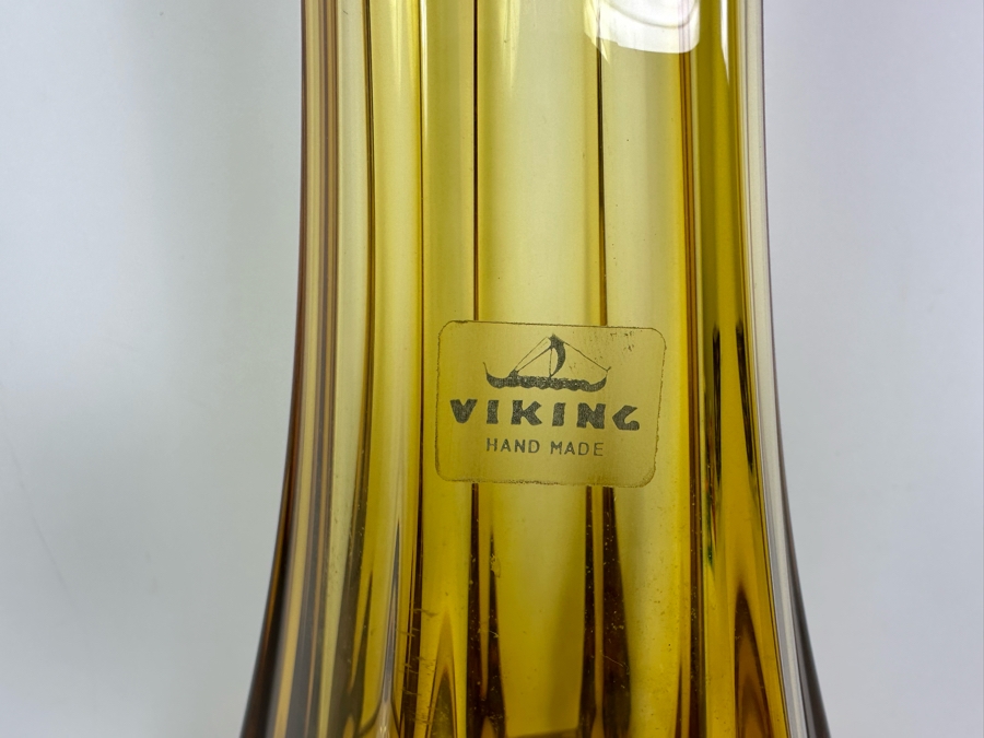 Large Vintage Viking Glass Swung Vase 23'H [Photo 3]