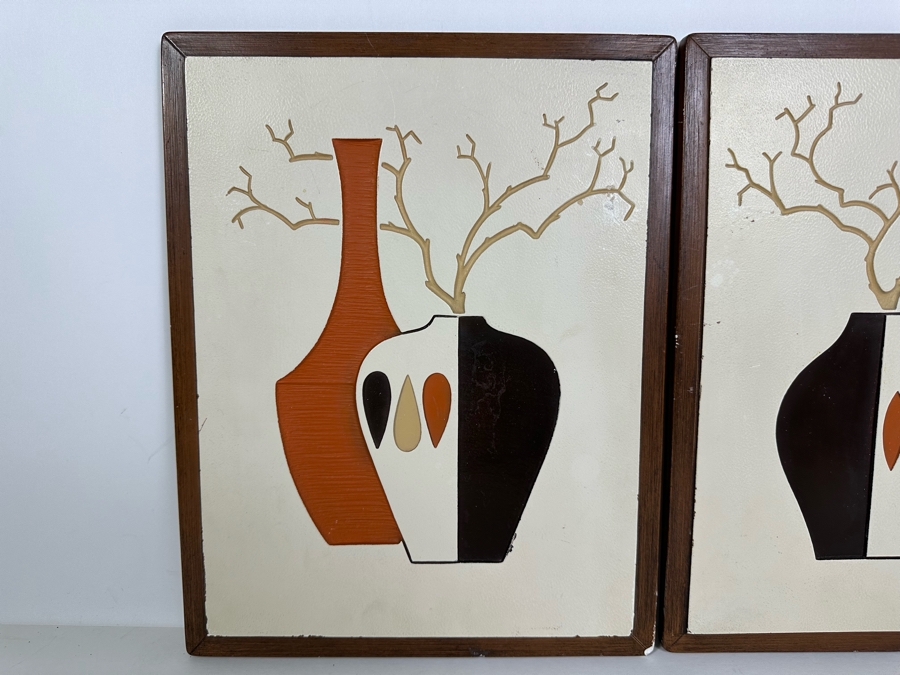 Pair Of Vintage 1961 Angeli Artcraft Product Co Chalkware Plaques 11 X 14 [Photo 2]