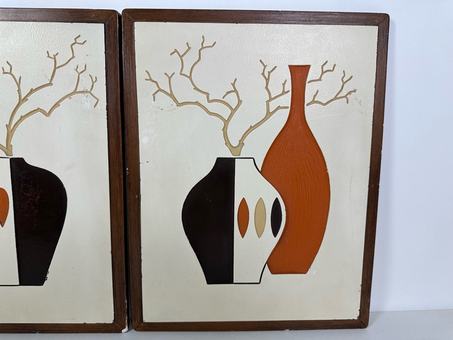 Pair Of Vintage 1961 Angeli Artcraft Product Co Chalkware Plaques 11 X 14 [Photo 3]