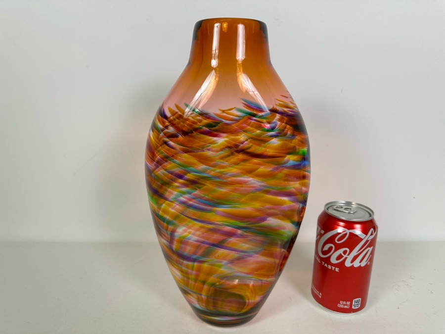 Vintage Signed Little River Hot Glass Studio Art Glass Vase 12.5'H [Photo 6]