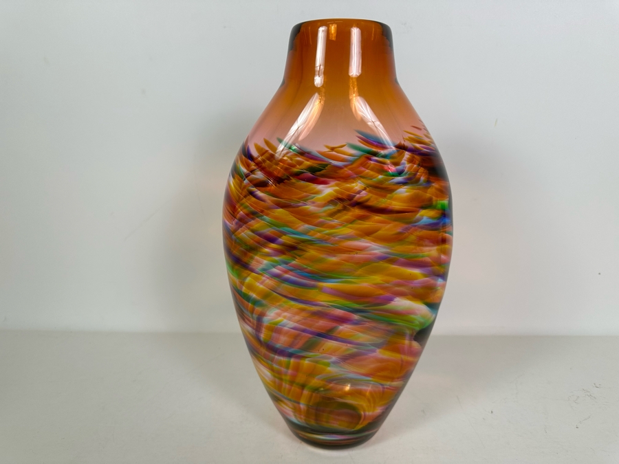 Vintage Signed Little River Hot Glass Studio Art Glass Vase 12.5'H [Photo 5]