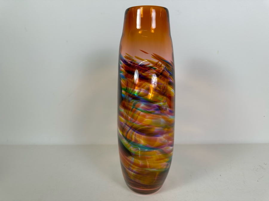 Vintage Signed Little River Hot Glass Studio Art Glass Vase 12.5'H [Photo 4]