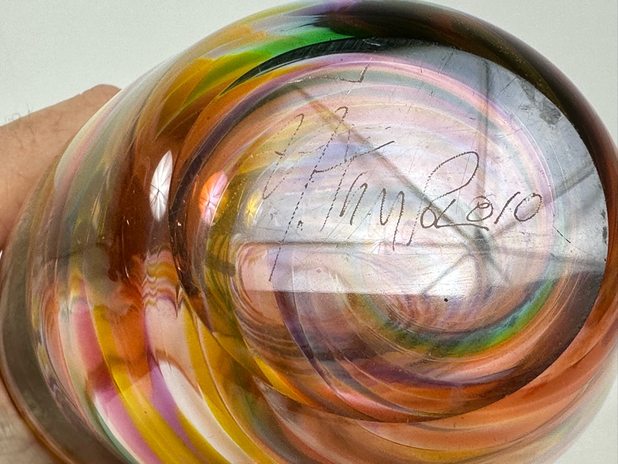 Vintage Signed Little River Hot Glass Studio Art Glass Vase 12.5'H [Photo 7]