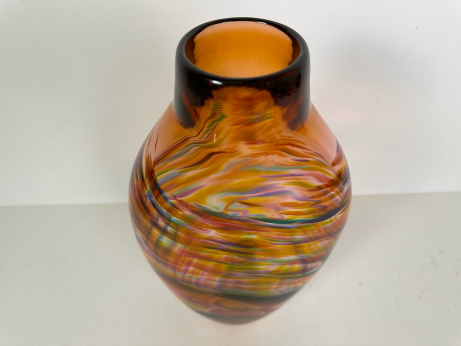 Vintage Signed Little River Hot Glass Studio Art Glass Vase 12.5'H [Photo 3]