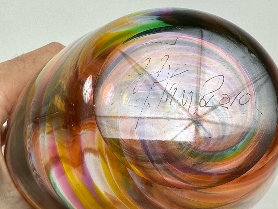 Vintage Signed Little River Hot Glass Studio Art Glass Vase 12.5'H [Photo 9]