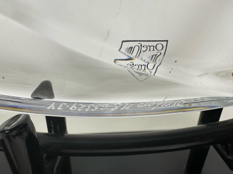 Vintage Signed Orrefors Sweden Martti Rytkonen Glass Sculpture Earth, Moon & Stars With Black Metal Stand 13'W X 15'H [Photo 8]